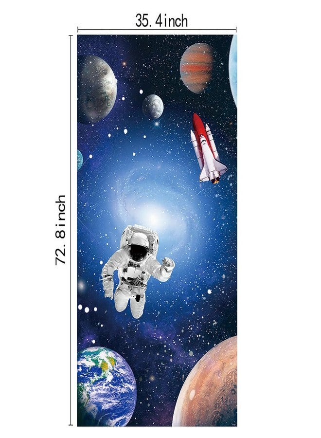 DOTOOMA 35.4 x 72.8 Inches Mystery Universe Planet Galaxy Yard Door Banner Sign Astronaut Rocket Earth Planet Astronomy Aerospace Banner Children Birthday Party Cake Table Decoration Studio Props - Image 5